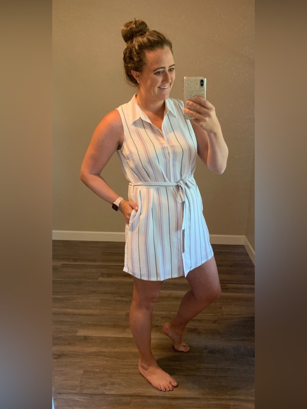 Belted Striped Mini Dress - NWT